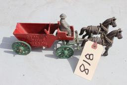 Cast Iiron Stanley dump wagon w/ horses