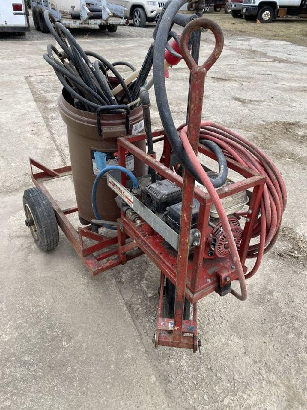 Allen Engineering 2 drum Power spray cart w/ hoses, Honda eng.