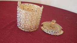 Fenton, gold daisy & button covered dish, marked Fenton, 4 3/4”