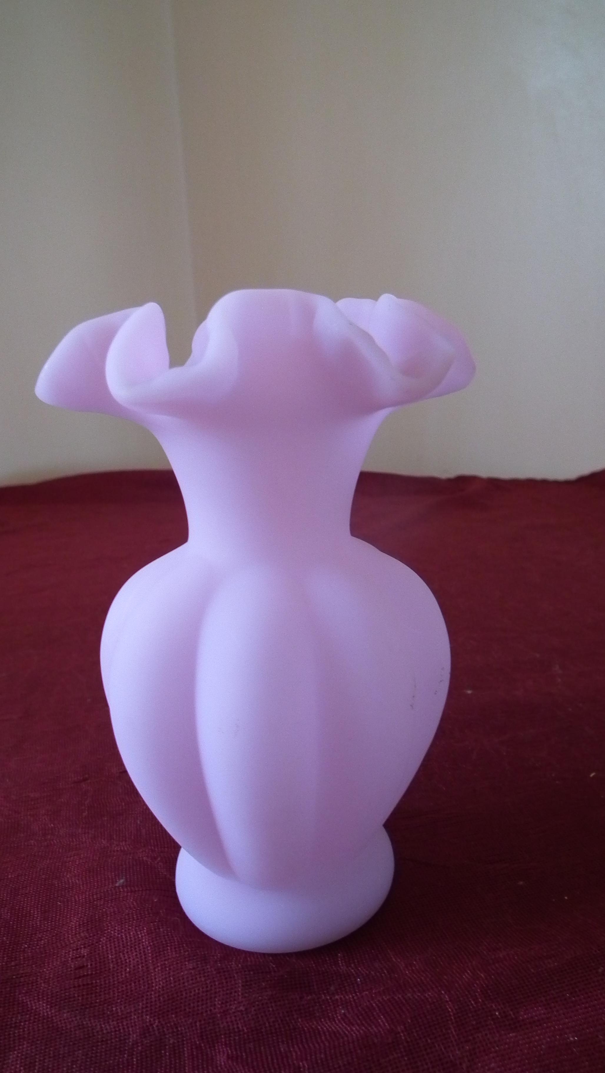 Fenton, lilac vase, crimped top, 5 3/4” x 3 3/4”