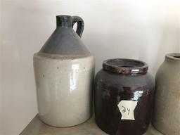 Group Lot Of Stoneware, Graniteware Kettle Etc