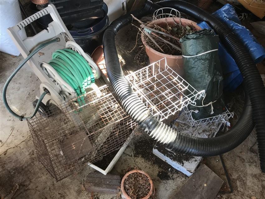 Clean Out Lot Inc. Animal Trap, Hose On Reel, Tarps