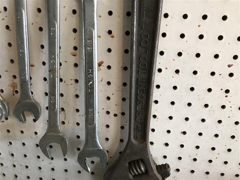 Bench Top Lot Of Tools Inc Wrenches, Hand Tools