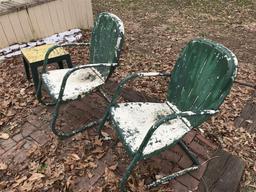 2 Vintage Metal Patio Chairs Plus Table