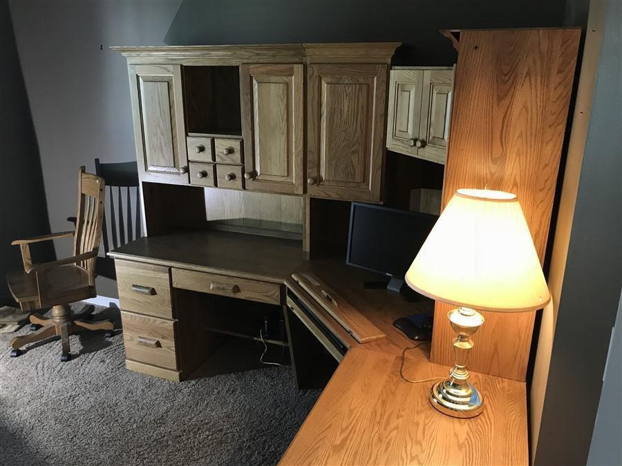 Amish Made Large Solid Oak Office Corner Unit