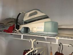 Contents of Closet Lot Inc. Steamer, Iron etc