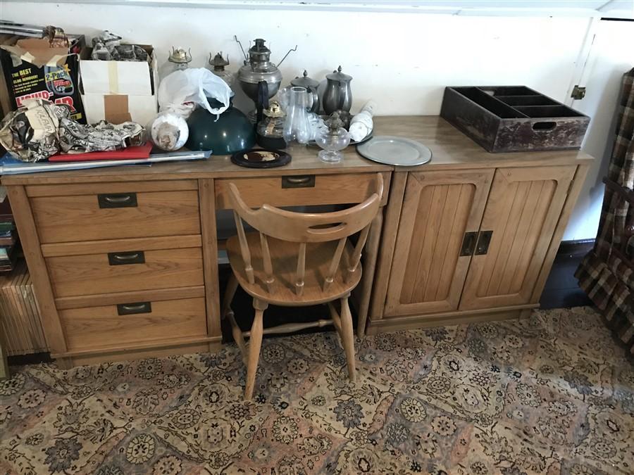 Vintage MCM Desk, Cabinet and Chair