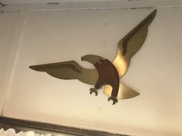 MCM 50s Brass and Wood Eagle Wall Hanging