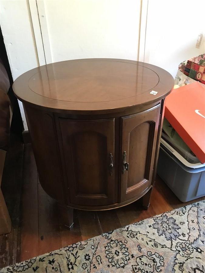 Vintage Wooden Drum Table Cabinet