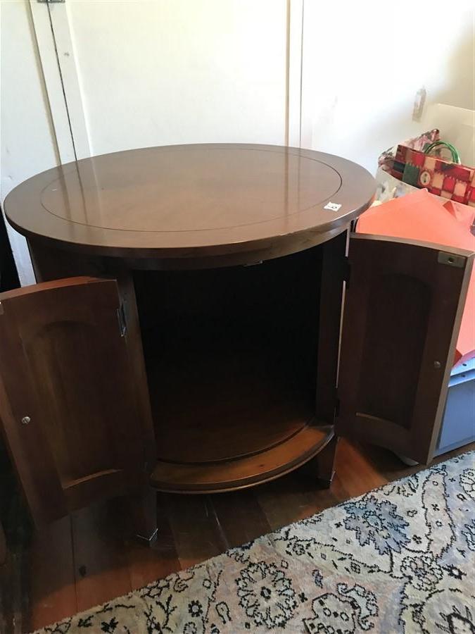 Vintage Wooden Drum Table Cabinet