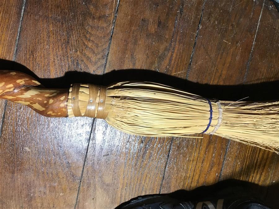 Antique Broom with Unusual Wooden Handle
