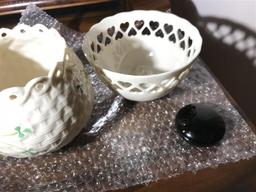 Three ceramic Pieces Including Belleek