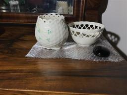 Three ceramic Pieces Including Belleek