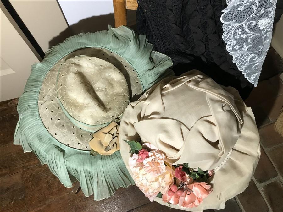 Lot Antique Clothing, Hats Inc. Chinese Shoes