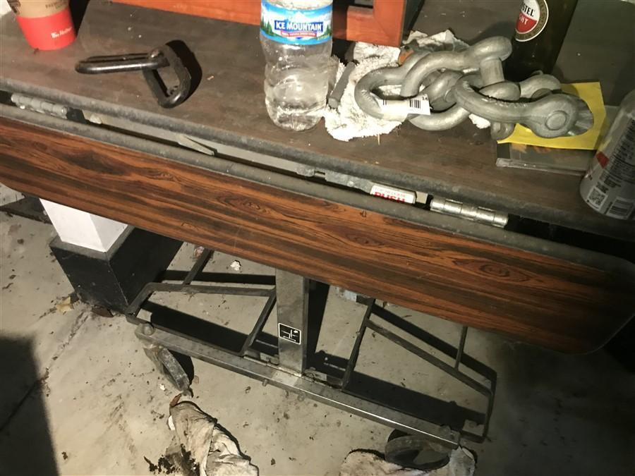 Rolling table and equipment shelf lot