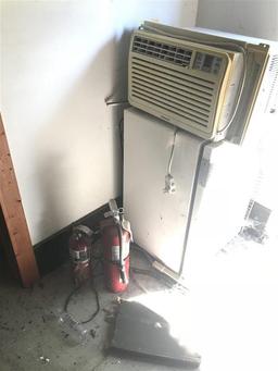 2 extinguishers, AC Unit and Fridge Lot