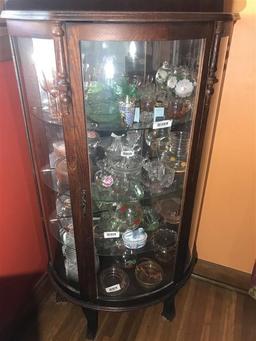 Antique Oak Curved Glass china Cabinet