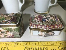 2 Rare French Capodimonte Trinket Boxes Early Date