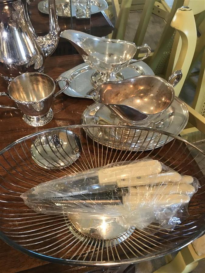 Group Lot Antique Silverplate items