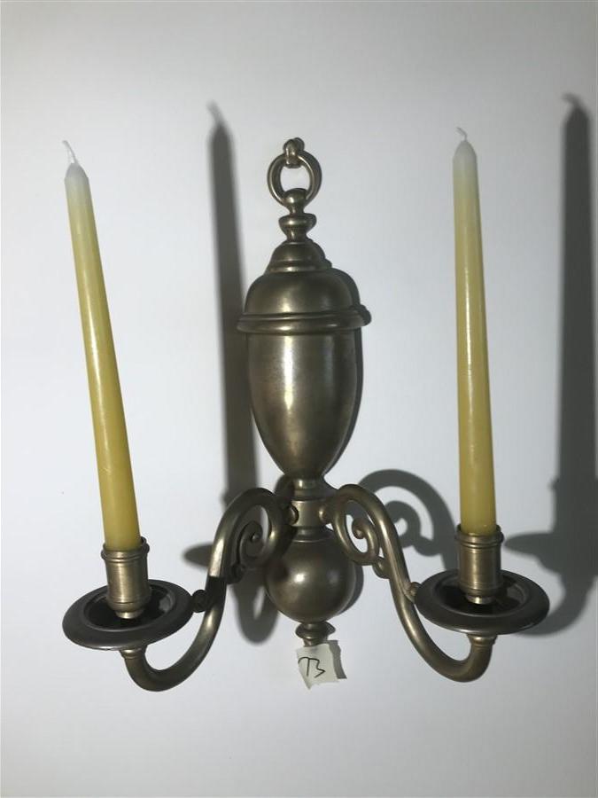 Pair Heavy Brass Wall Mounted Candle Holders