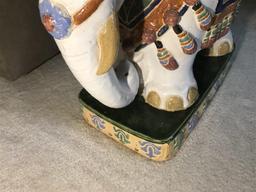 Vietnamese Majolica Ceramic Elephant Table w/top