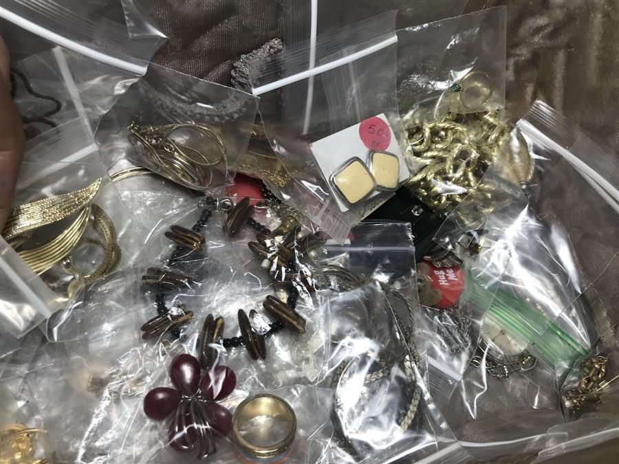 Large lot vintage jewelry in small suitcase