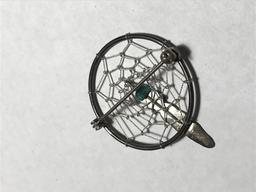 Sterling Silver Native American Dreamcatcher Pin