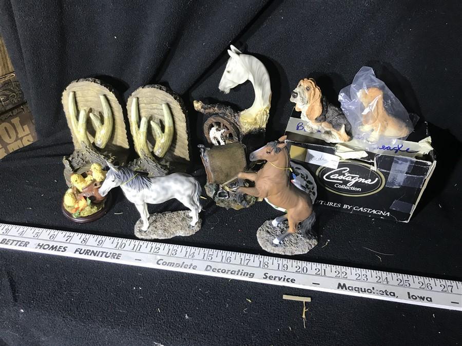 Group Lot of Horse Sculptures Figures Western etc