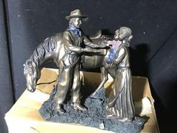 Western Sculpture Resin Cowboy w/Mother, Child