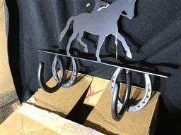 Metal Horse and Rider Horseshoe Hat or Coat Rack