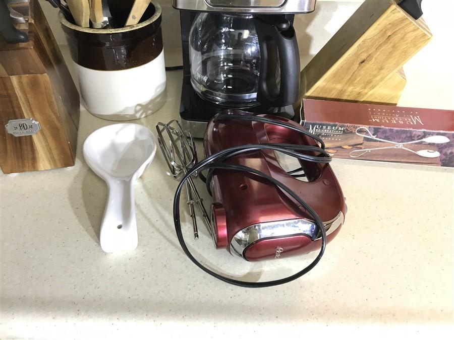 Knives, Mixer, Coffee maker etc lot