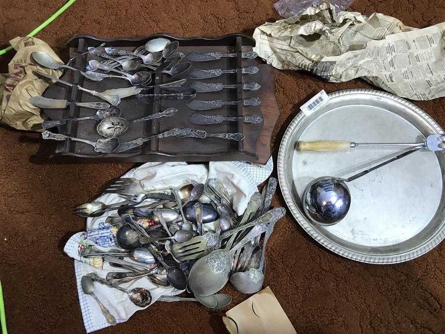 Large Lot early silverplate Flatware etc