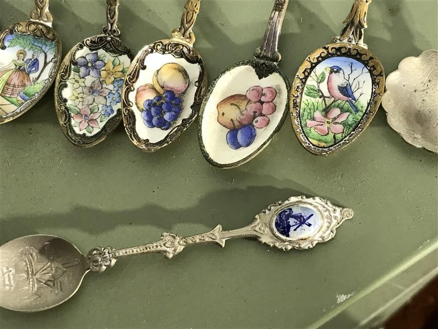 Group Lot of Enamel Souvenir Spoons