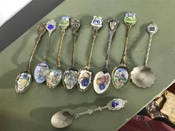 Group Lot of Enamel Souvenir Spoons