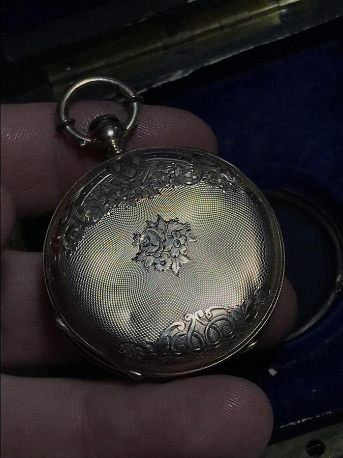 10k Gold Woman's Pocket Watch Swiss 1875 in Box