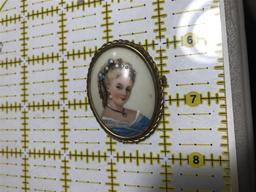 Antique Limoges Portrait Porcelain Pin