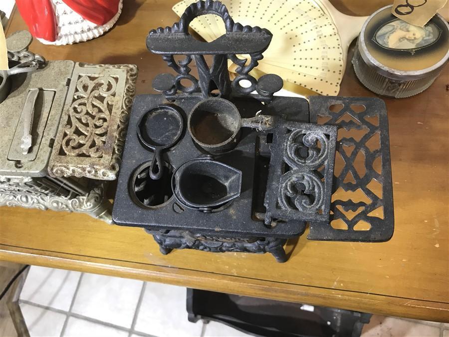 2 Cast Iron Mini Stoves One Antique One 60s