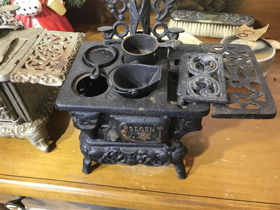 2 Cast Iron Mini Stoves One Antique One 60s