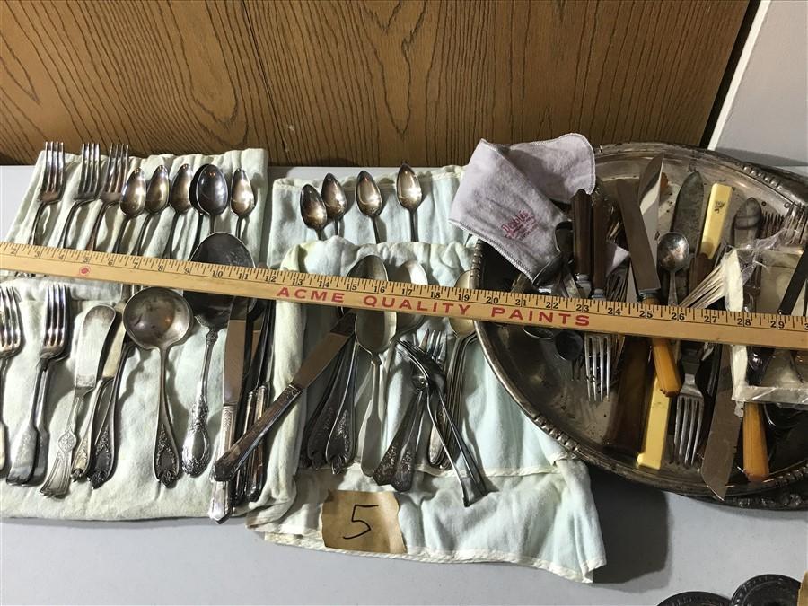 Large Lot Antique Silverplate Items Flatware