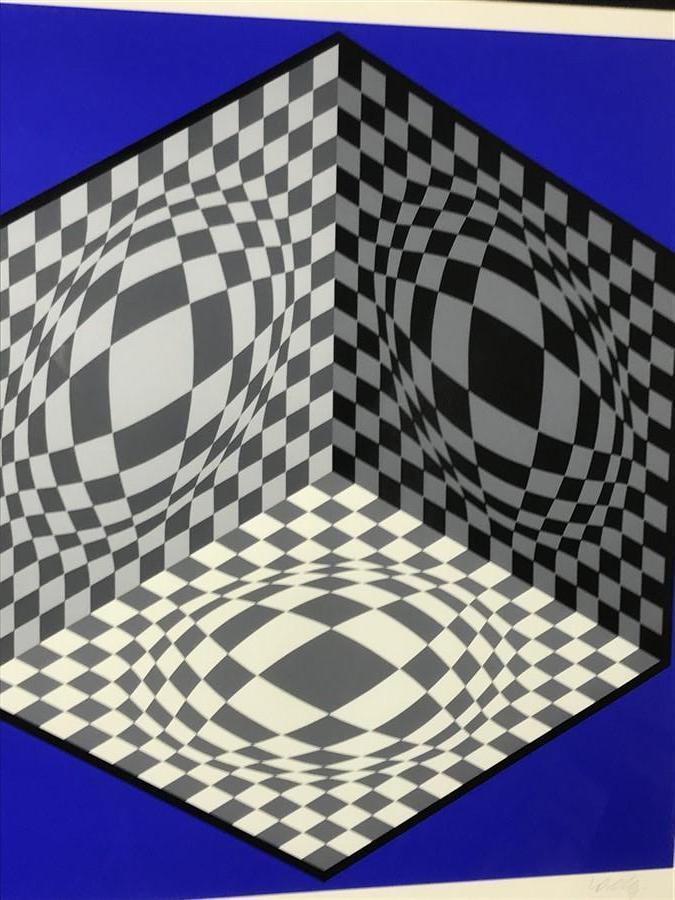 Vintage Ltd Edition Print Signed Victor Vasarely