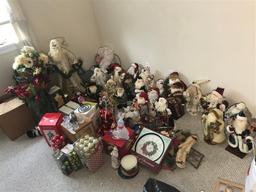 Large Lot of Santa Claus Figures Christmas Etc