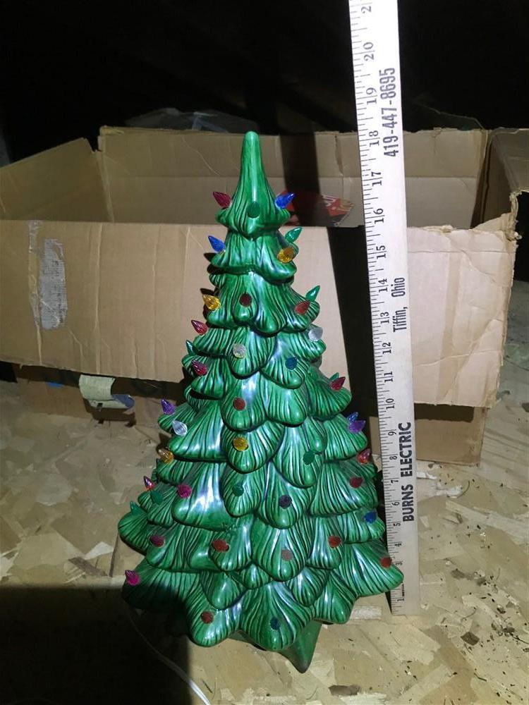 Vintage Ceramic Light Up Christmas Tree on base