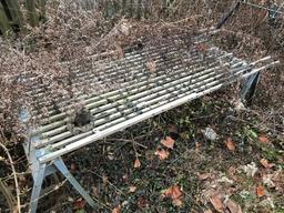 Metal Garden Table - Slats on Saw Horses