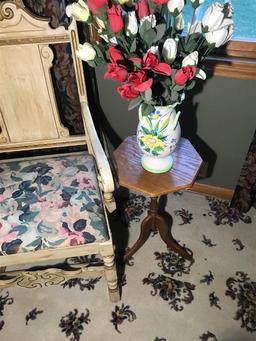 Vintage Rocking Chair, Pedestal, Flowers in Vase