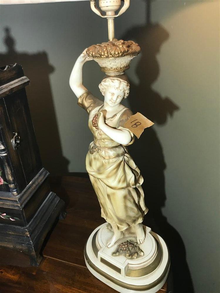 Vintage Ceramic Lamp Italian Maiden w/Grapes MCM