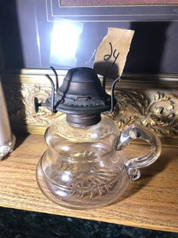 Antique Kerosene or Oil Lamp w/Applied Handle