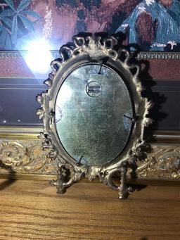 Antique Ornate Brass Picture Frame w/Baby Photo