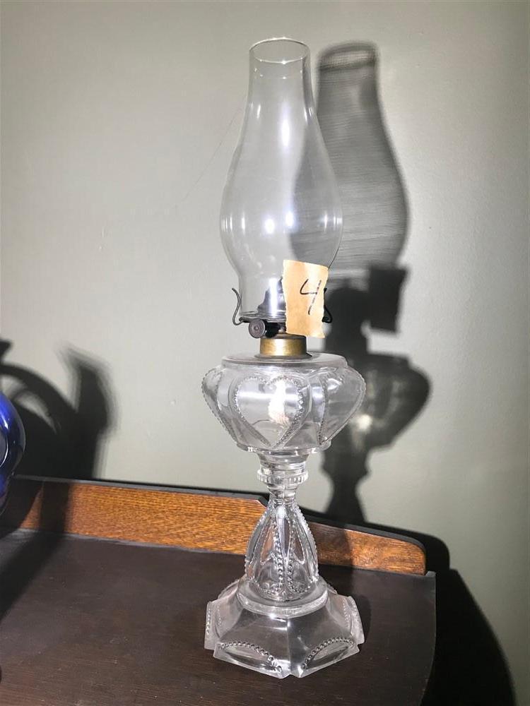 Early Kerosene Lamp w/Heart Design 19th century