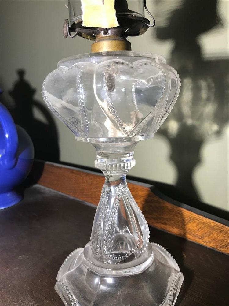 Early Kerosene Lamp w/Heart Design 19th century