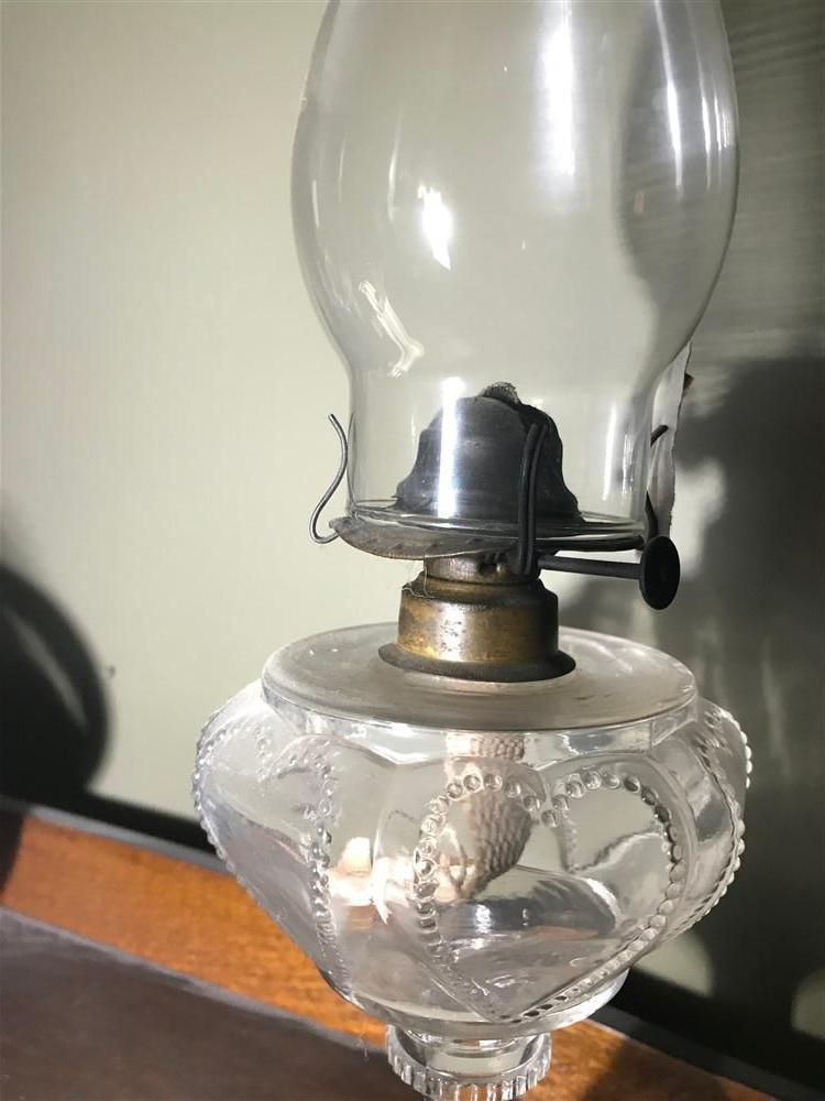 Early Kerosene Lamp w/Heart Design 19th century